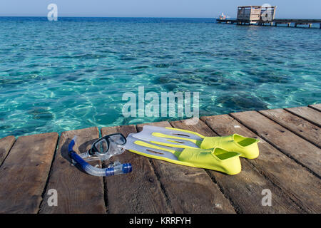 Equipaggiamento da snorkeling, interruttori Somabay hotel per via navigabile, Soma Bay, Hurghada, Safaga, Egitto. Foto Stock