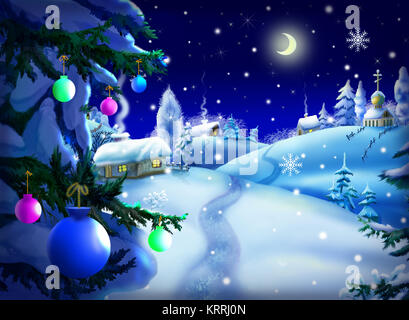 La magia di Natale e Anno Nuovo Paesaggio notturno Foto Stock