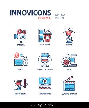 Concetto di Cinema - set di moderna linea sottile icone del design Illustrazione Vettoriale