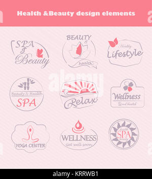 Set di etichette piatte per la bellezza. Foto Stock