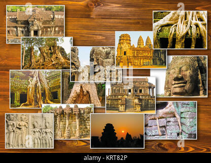 Il collage di immagini di Angkor Wat in Cambogia Foto Stock
