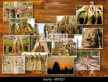 Il collage di immagini di Angkor Wat in Cambogia Foto Stock