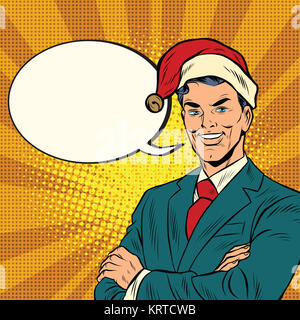 Imprenditore in un cappello di Natale Foto Stock