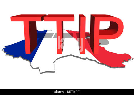 TTIP - gli scambi e gli investimenti transatlantici partenariato sulla Francia lo sfondo della mappa Foto Stock