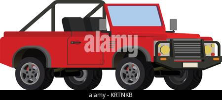 Red realistico potente vettura SUV su sfondo bianco Illustrazione Vettoriale