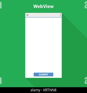 Browser web mobile consente di visualizzare sotto forma di applicazione web. Modello vuoto con lunga ombra Illustrazione Vettoriale