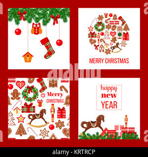 Set di Natale. Tema Natale nelle piazze imbarcato con pan di zenzero Foto Stock