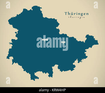 Mappa moderna - Thueringen DE nuovo design rinnovato Foto Stock