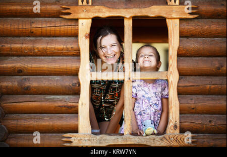 Felice mamma e figlia Foto Stock