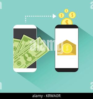 Mobile Banking il concetto di pagamento Web Digital Wallet App su Smart Phone Illustrazione Vettoriale