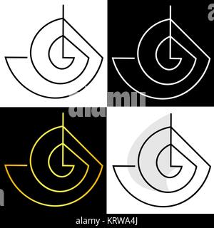 Astrazione di cerchi e gli angoli del logo in barca Illustrazione Vettoriale