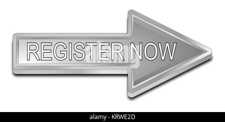 Argento Registrati ora tasto freccia - 3D illustrazione Foto Stock