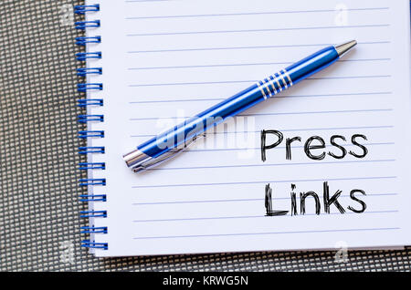 Premere links concetto su notebook Foto Stock