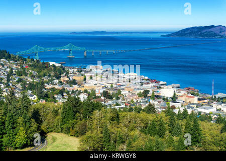 Vista sulla città di Astoria, Oregon Foto Stock