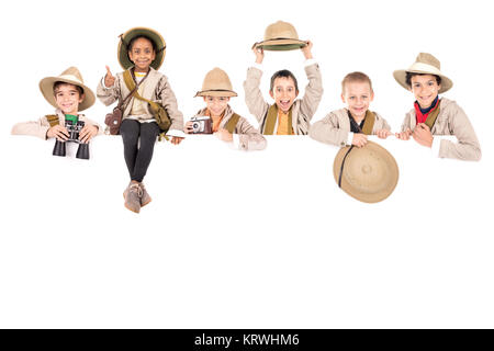 Bambini pronti per l'avventura Foto Stock