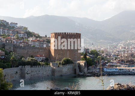 Kizil Kule o Torre Rossa in Alanya, Antalya, Turchia Foto Stock