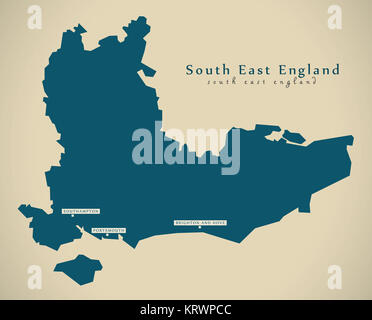 Mappa moderno - South East England Regno Unito illustrazione Foto Stock