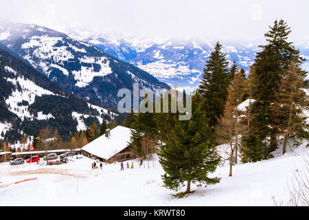 Paesaggio invernale in Svizzera,Villars-sur-Ollon. Foto Stock