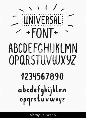 La linea semplice font. Alfabeto universale con piccole e capitale lett Foto Stock