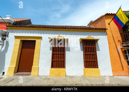 Bianco architettura coloniale di Cartagena Foto Stock