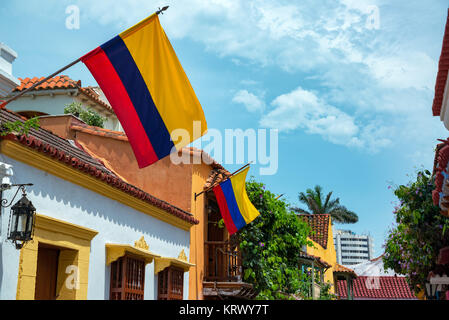 Bandiere colombiano di Cartagena Foto Stock