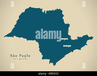 Mappa moderno - Sao Paulo BR Brasile illustrazione Foto Stock