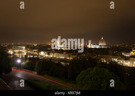 Firenze vista notturna Foto Stock