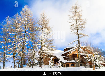 Paesaggio invernale in Svizzera,Villars-sur-Ollon. Foto Stock