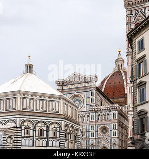 Cupole di Firenze il Battistero e il Duomo Foto Stock