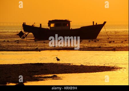 Qingdao, Qingdao, Cina. Xx Dec, 2017. Sunset scenario della baia di Jiaozhou a Qingdao, Cina orientale della provincia di Shandong. Credito: SIPA Asia/ZUMA filo/Alamy Live News Foto Stock