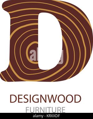 Lettera del logo. Concetto di taglio tronco di albero, isolato su bianco ba Illustrazione Vettoriale