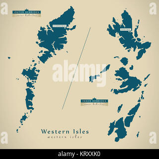 Mappa moderno - Western Isles Regno Unito Scozia illustrazione Foto Stock