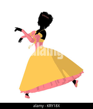 African American ballerina silhouette su uno sfondo bianco Foto Stock