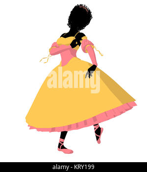 African American ballerina silhouette su uno sfondo bianco Foto Stock