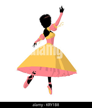 African American ballerina silhouette su uno sfondo bianco Foto Stock