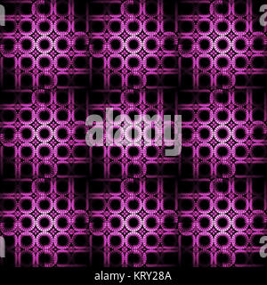 Geometrica astratta sfondo senza giunture. Regolare i cerchi scuri pattern in rosa, magenta, viola e sfumature violacee sul marrone scuro, sfocata. Foto Stock