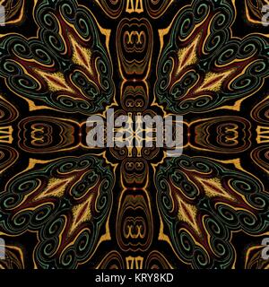Raster senza giunture pattern in stile orientale psichedelico di fiori mosaico per la carta da parati, sfondi, arredamento per gli arazzi Foto Stock