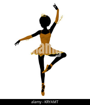 African American ballerina silhouette su uno sfondo bianco Foto Stock