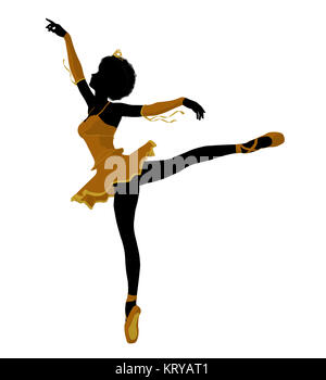 African American ballerina silhouette su uno sfondo bianco Foto Stock