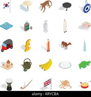 Paese set di icone, stile isometrico Illustrazione Vettoriale