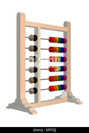 3D Rendering Abacus su bianco Foto Stock