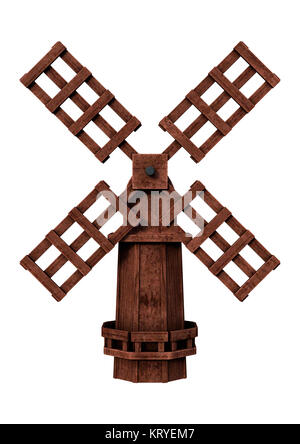 3D Rendering Windmill su bianco Foto Stock