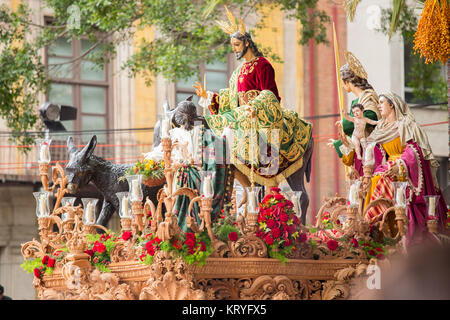 Settimana Santa a Malaga, Spagna. Gesù Cristo di Pollinica processione. Foto Stock