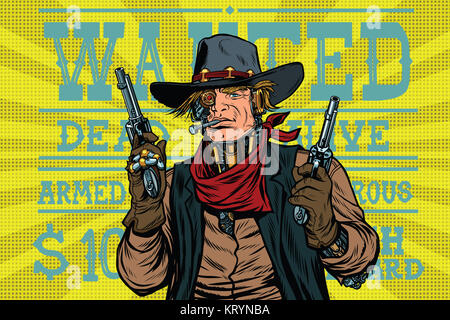 Robot steampunk bandit wild west, voluto Foto Stock