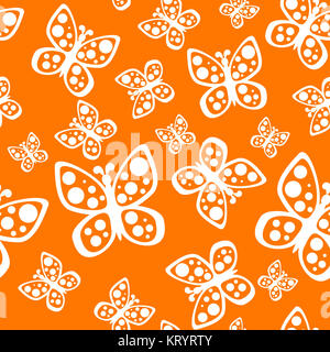 Bellissime farfalle seamless pattern in arancione e bianco colori. Foto Stock