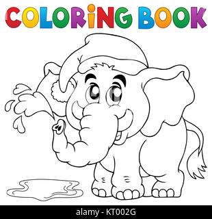 Libro da colorare elephant con hat Foto Stock