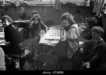 Bambini delle scuole primarie 1970s Scozia comunità rurale Breasclete, vicino Carloway Carloway l'Isola di Lewis Highlands e Isole Scozia. Classe UK 1974 HOMER SYKES Foto Stock