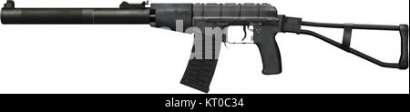 L'AS VAL è un fucile d'assalto russo, rinomato per la sua capacità di tiro soppressa. È notevole per il suo profilo laterale distintivo, utilizzato sia nelle operazioni militari che nelle forze dell'ordine. Foto Stock