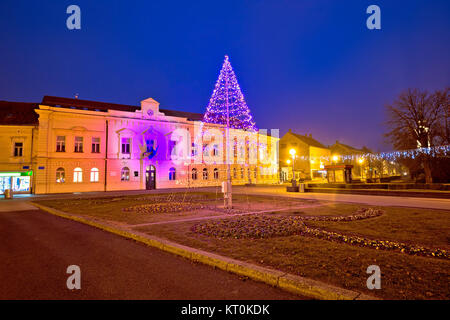 Città di Koprivnica avvento tempo vista serale Foto Stock