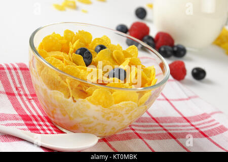 Corn flakes con latte Foto Stock